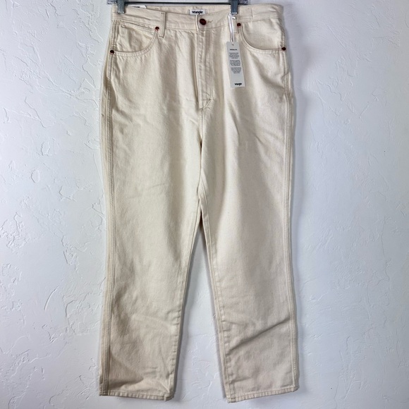 Wrangler Denim - Wrangler Jeans Denim Wild West High Rise Straight Cream Twill Ecru White Wash